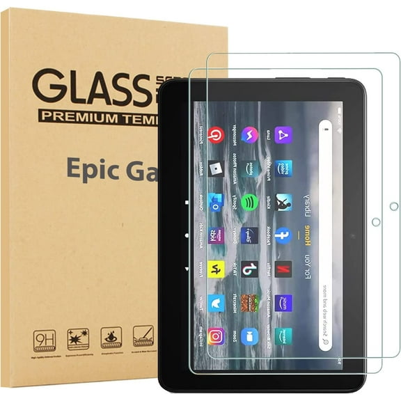 EpicGadget [2 Pack] Screen Protector for Amazon Fire 7 Tablet (12th Generation, 2022 release) - Tempered Glass Film/High Definition/9H Hardness Screen Protector