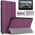 thumbnail image 1 of EpicGadget Amazon Fire HD 8 Case / Fire HD 8 Plus Tablet Case (10th Generation, 2020 Released), Slim PU Leather Trifold Stand Cover Auto Wake/Sleep Case with Screen Protector and Stylus (Purple), 1 of 5