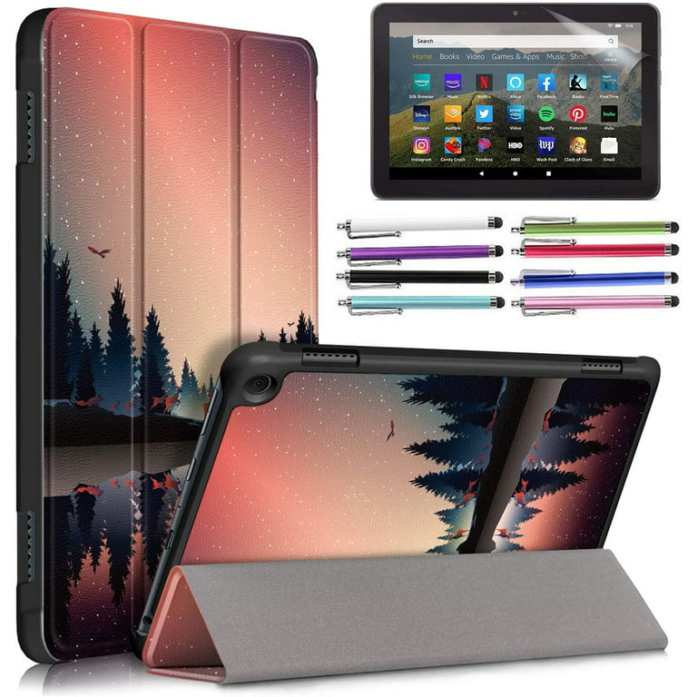 EpicGadget  Fire HD 8 Case / Fire HD 8 Plus Tablet Case (10th  Generation, 2020 Released), Slim PU Leather Trifold Stand Cover Auto  Wake/Sleep Case with Screen Protector and Stylus (Forest