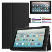 EpicGadget Case for Amazon Fire HD 10 / Fire HD 10 Plus (11th Generation, 2021 Released) - Lightweight Folding Folio Stand Cover PU Leather Cover Case + 1 Screen Protector and 1 Stylus (Black)