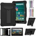 thumbnail image 1 of EpicGadget Case for Amazon Fire HD 8 / Fire HD 8 Plus (12th Generation, 2022 Released) - Heavy Duty Hybrid Protective Case Cover with Kickstand + 1 Screen Protector and 1 Stylus (Black/Black), 1 of 4