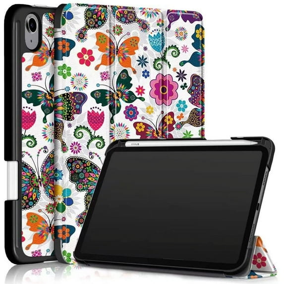 EpicGadget Case for New iPad Mini 6 (2021 Model, 6th Generation 8.3") Lightweight Slim Tri-Fold Shell Auto Wake/Sleep Folding Stand Pencil Holder Case Cover for iPad mini 6 2021 8.3-Inch (Butterfly)