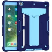 EpicGadget Case for iPad 10.2 (9th/8th/7th Gen) Protective Rugged Hybrid Case with Kickstand Pencil Holder Cover for Apple 10.2 Inch iPad 9th/8th/7th Generation 2021/2020/2019 Release (Navy Blue/Blue)