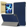 thumbnail image 1 of EpicGadget Case for iPad Air 5 10.9" (5th Generation, 2022) Smart Cover Auto Sleep/Wake Tri-Fold Stand Folio Case + 2PCS Tempered Glass Screen Protector for Apple iPad Air 2022 10.9-inch (Navy Blue), 1 of 5