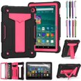 thumbnail image 1 of EpicGadget Hybrid Case for Amazon Fire HD 8 / Fire HD 8 Plus (10th Generation, 2020 Released) - Shockproof Heavy Duty Hybrid Case Cover with Kickstand + 1 Screen Protector and 1 Stylus (Black/Pink), 1 of 3