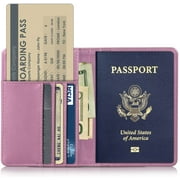 EpicGadget Passport Holder Travel Wallet RFID Blocking Case Cover - Minimalist Premium PU Leather Passport Wallet Holder, Passport, ID, Card and Boarding Pass Holder Travel Organizer (Pink)