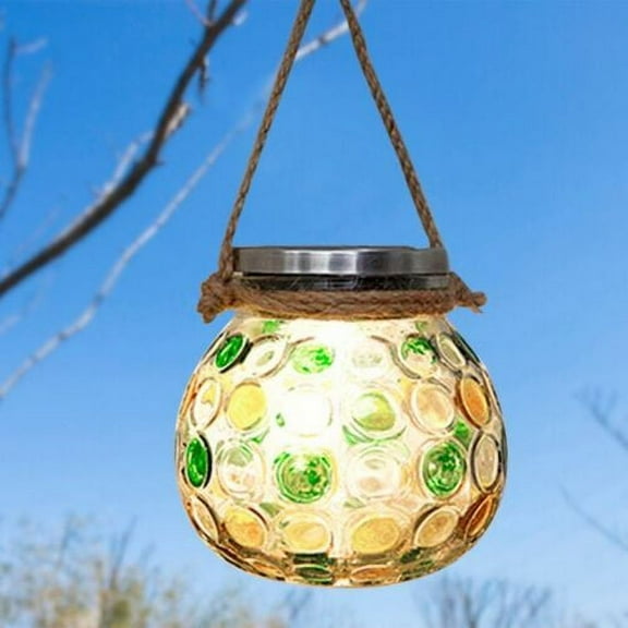 EpicGadget Solar Pathway Lights, Outdoor Hanging Solar Lantern with Warm White Light Waterproof Glass Jar Decorative Light for Outside, Gardens, Walkway, Yard, Backyard, Lawn, Patio Table Lamp (Green)