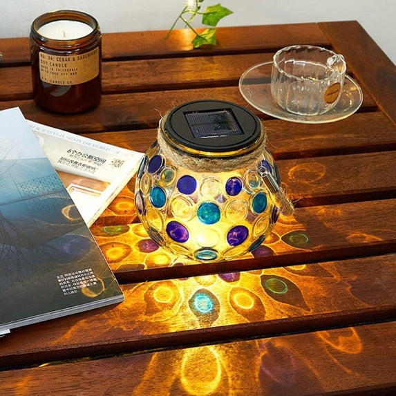 EpicGadget Solar Pathway Lights, Outdoor Hanging Solar Lantern with Warm White Light Waterproof Glass Jar Decorative Light for Outside, Gardens, Walkway, Yard, Backyard, Lawn, Patio Table Lamp(Blue)