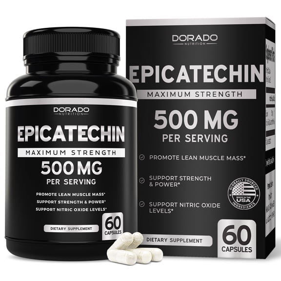 Epicatechin Extract 500mg Per Serving (60 Capsules) Myostatin Inhibitor, Myostatin Blocker for Lean Muscle, Nitric Oxide, Stamina & Endurance Non GMO, Vegan Supplement & Third Party Tested