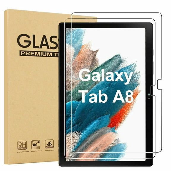 Epicgadget 2 Pack Glass Screen Protector for Galaxy Tab A8 10.5 Inch Tablet (SM-X200 / X205 / X207) - Anti-Scratch 9H Hardness Tempered Glass Film