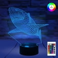thumbnail image 1 of Epicgadget 3D Remote Night Light for Kids, Touch Control Optical Illusion Visualization LED Night Stand Light 7 Colors Changing with Remote Control Nightstand Lamp Christmas Gifts (Shark), 1 of 5