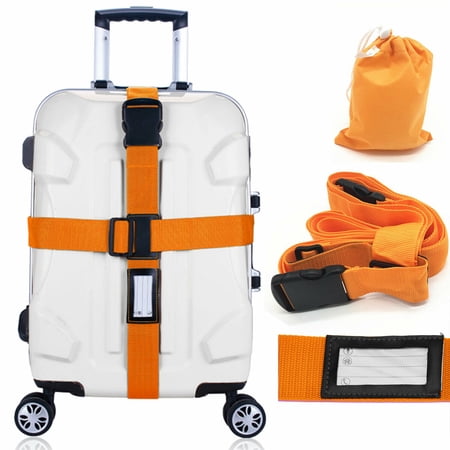 Epicgadget Adjustable Luggage Straps, Durable Heavy Duty Travel Luggage Strap Suitcase Belt Travel Bag Accessories, Universal Long Cross Travel Suitcase Packing Belt fit for 20"-34" Suitcase (Orange)