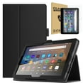 thumbnail image 1 of Epicgadget Amazon Fire 7 (2022) Case with Screen Protector, PU Leather Stand Cover for Amazon Kindle Fire 7 inch Tablet 12th Generation (2022 Release) with 2 Pieces Fire 7 Tempered Glass (Black), 1 of 4