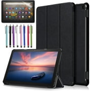 Epicgadget Case for Amazon Fire HD 10 / Fire HD 10 Plus (11th Generation, 2021 Released) - Tri-fold Lightweight Stand Auto Wake/Sleep Folio Cover Case + 1 Screen Protector and 1 Stylus (Black)