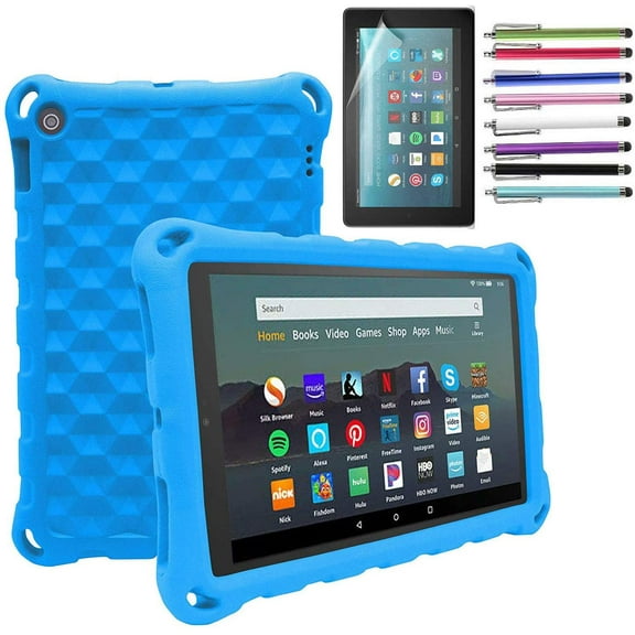 Epicgadget Case for Amazon Fire HD 8 / Fire HD 8 Plus (10th Generation, 2020 Released) - Shockproof Lightweight Protective EVA Kids Friendly Cover Case + 1 Screen Protector and 1 Stylus (Blue)
