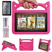 Epicgadget Case for Amazon Fire HD 8 / Fire HD 8 Plus (10th Generation, 2020 Released) - Lightweight Shockproof Handle with Stand EVA Kids Cover Case + 1 Screen Protector and 1 Stylus (Pink)