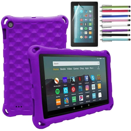 Epicgadget Case for Amazon Fire HD 8 / Fire HD 8 Plus (10th Generation, 2020 Released) - Shockproof Lightweight Protective EVA Kids Friendly Cover Case + 1 Screen Protector and 1 Stylus (Purple)