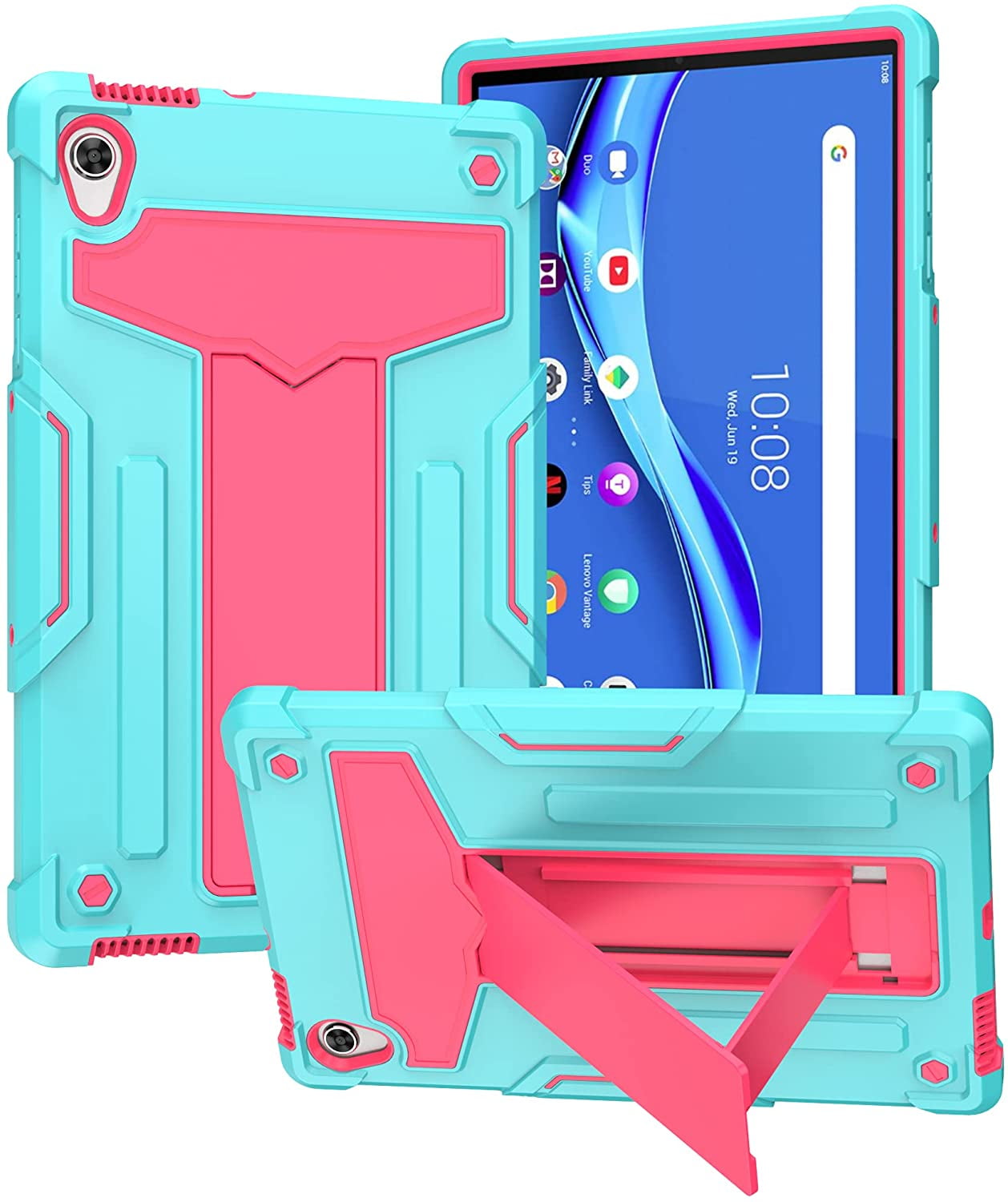 Epicgadget Case for Lenovo Tab M10 HD (2nd Gen)/Smart Tab M10 HD (2nd Gen)  TB-X306F/TB-X306X - Hybrid Case Cover with Kickstand for Lenovo Tab M10 HD  10.1 Inch Tablet 2020 Released (Teal/Pink) 