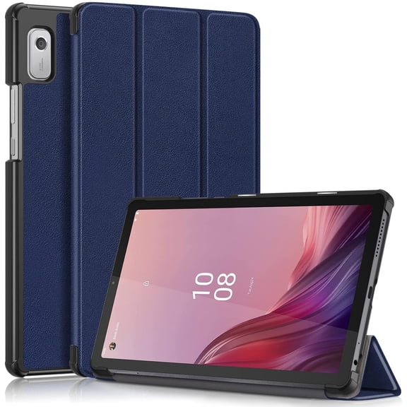Epicgadget Case for Nook 9" Lenovo Tablet (2024) / Lenovo Tab M9 (TB-310FU, 2023 Released) 9 Inch Display Tablet - Slim Lightweight Trifold Shell Stand Cover Case + 1 Random Stylus (Navy Blue)