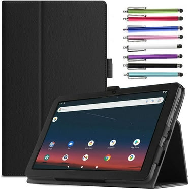 Epicgadget Case for Onn 10.1 Inch Tablet Gen 3 (2022 Model:100071485) - Slim Lightweight Folio PU Leather Folding Stand Cover Case + 1 Random Stylus (Black)