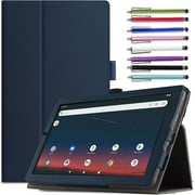 Epicgadget Case for Onn 7 Inch Tablet Gen 3 (2022 Model:100071481) - Slim Lightweight Folio PU Leather Folding Stand Cover Case + 1 Random Stylus (Navy Blue)