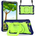 thumbnail image 1 of Epicgadget Case for Samsung Galaxy Tab A7 Lite 8.7” Tablet (SM-T220/SM-T225) 2021 Released - Protective Hybrid Shockproof 360 Rotating Ring Stand Cover Case with Shoulder Straps (Navy Blue/Green), 1 of 5