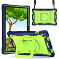 thumbnail image 1 of Epicgadget Case for Samsung Galaxy Tab A8 10.5 Inch (SM-X200/SM-X205/SM-X207) 2022 Released - Protective Hybrid Shockproof 360 Rotating Ring Stand Cover Case with Shoulder Straps (Navy Blue/Green), 1 of 5