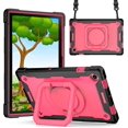 thumbnail image 1 of Epicgadget Case for Samsung Galaxy Tab A8 10.5 Inch (SM-X200/SM-X205/SM-X207) 2022 Released - Protective Hybrid Shockproof 360 Rotating Ring Stand Cover Case with Shoulder Straps (Black/Pink), 1 of 5