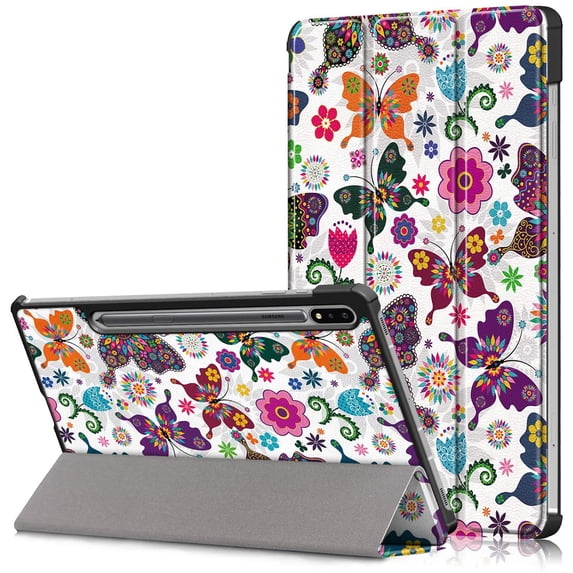 Epicgadget Case for Samsung Galaxy Tab S8 Plus/ Galaxy Tab S8+/ Galaxy Tab S7 FE/ Galaxy Tab S7 Plus Android Tablet 12.4” Auto Wake/Sleep Lightweight Slim Tri-fold Stand Folio Cover Case (Butterfly)