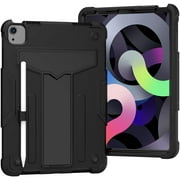 Epicgadget Case for iPad Air 5/4 (10.9 inch, 5th/4th Generation) / iPad Pro 11 Inch (2021/ 2020/ 2018) - Heavy Duty Rugged Hybrid Case with Kickstand Pencil Holder Cover Case (Black/Black)