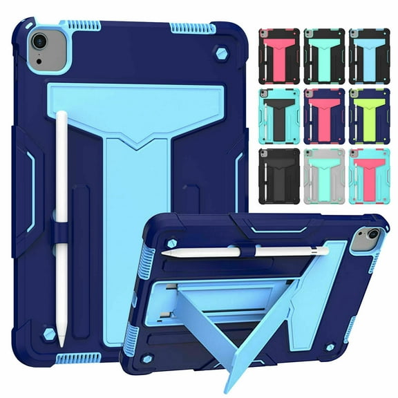 Epicgadget Case for iPad Pro 11 (2021) (3rd Gen) Heavy Duty Rugged Hybrid Case with Kickstand Pencil Holder Protective Cover for Apple 11 inch iPad Pro (3rd Generation, 2021 Released) (Navy Blue/Blue)