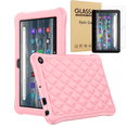 thumbnail image 1 of Epicgadget Fire 7 Silicone Case + 2PCS Glass Screen Protector for Amazon Fire 7 inch Tablet (12th Generation, 2022 Release) - Soft Lightweight Shockproof Pink Cover with 2PCS Tempered Screen Protector, 1 of 6