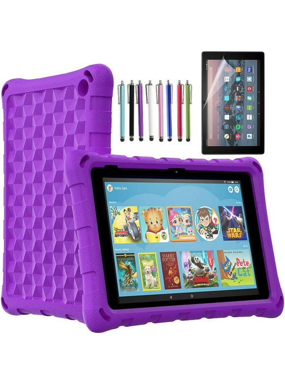 Epicgadget Fire 7 Tablet Case (12th Generation, 2022 Release) - EVA Foam Lightweight Shockproof Cover Case for Amazon Fire 7 inch Tablet Latest Model + 1 Screen Protector and 1 Stylus (Purple)