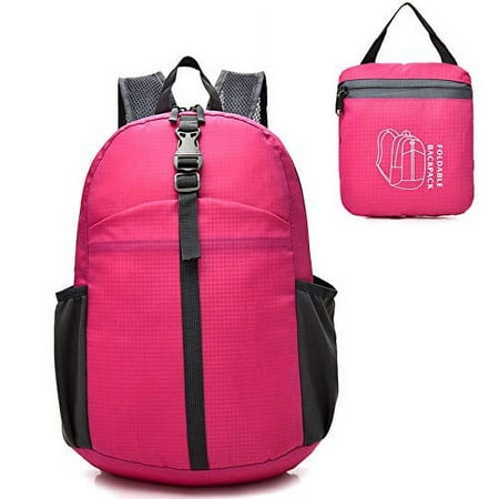 Epicgadget Lightweight Water Resistant Travel Daypack Hiking Camping Outdoor Foldable Backpack (Pink)