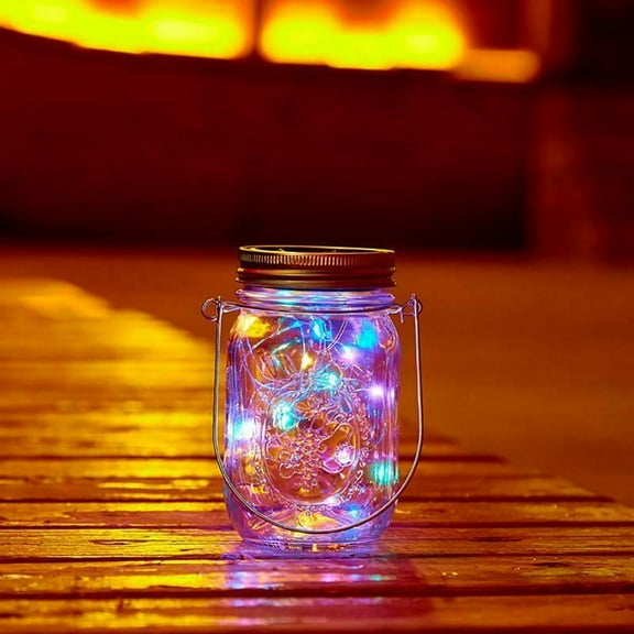 Epicgadget Outdoor Hanging Solar Lights (Mason Jars Included), Waterproof Solar Lanterns with 20LED Bright Multicolor String Light for Garden Yard Patio Party Wedding Christmas Decoration (1 Piece)