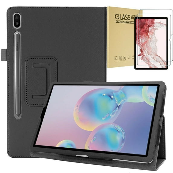 Epicgadget Samsung 11" Galaxy Tab S8 Case With Screen Protector - PU Leather Stand Cover for 2022 Samsung Tab S8 11 Inch SM-X700/X706 with 2 Pieces Galaxy Tab S8 Tempered Glass (Black)