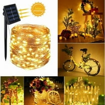 Epicgadget Solar Flexible Copper Wire String Lights, 72FT 200 LEDs Waterproof Super Bright Solar Lights with 8 Lighting Modes Decorative Lights for Outdoor Christmas Garden Wedding Tree (Warm White)