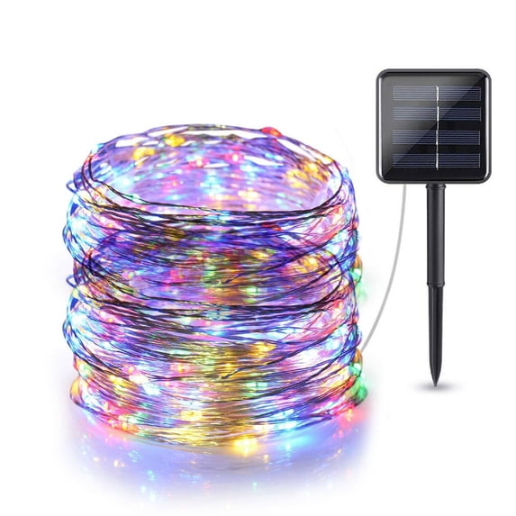 Epicgadget Solar String Lights Outdoor, 33FT 100 LED Super Bright Solar Lights Outdoor, Waterproof Copper Wire 8 Modes Solar Fairy Lights for Garden Patio Tree Wedding Party Decoration (Multi Color)