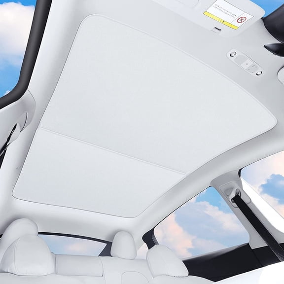Epicgadget Sunshade for Tesla Model Y (2023, 2022, 2021) - Sunshade Roof Window Insulation UV Rays Protection Front and Rear Top Windows Sun Shade Skylight Reflective Covers (White)