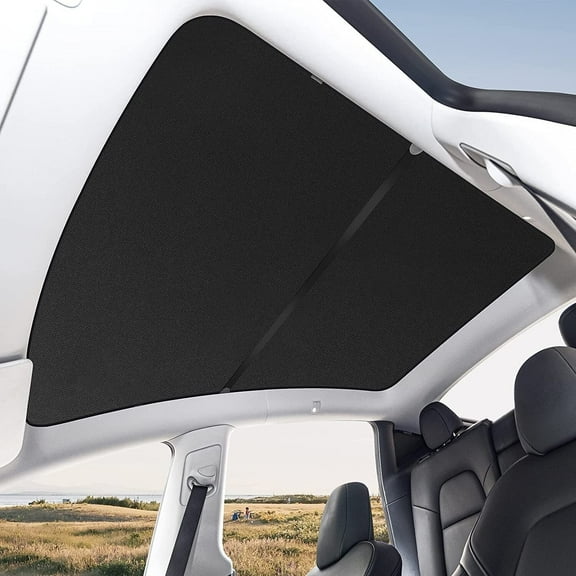 Epicgadget Sunshade for Tesla Model Y (2023, 2022, 2021) - Sunshade Roof Window Insulation UV Rays Protection Front and Rear Top Windows Sun Shade Skylight Reflective Covers (Black)