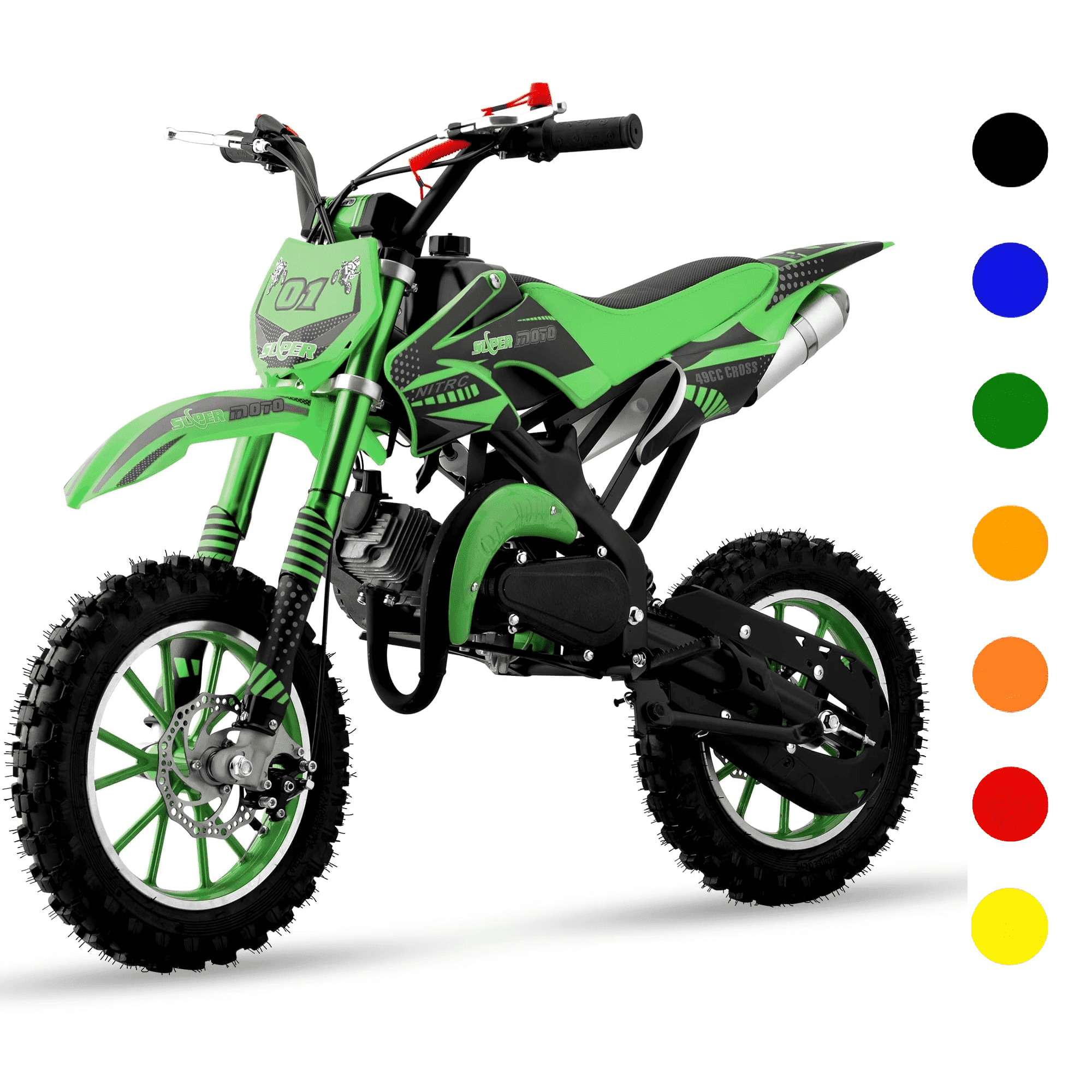 Ktoebyco 49cc Kids Mini Dirt Bike, 2-Stroke Gas-Powered Motorcycle, 1.5L Fuel Capacity,Green