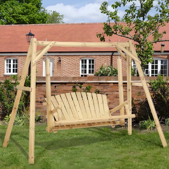 Epicozy Porch Swing with Built In Armrest, Natural