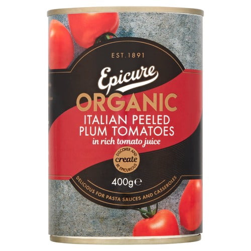Epicure Organic Plum Tomatoes 400g, British Import (Pack of 3)