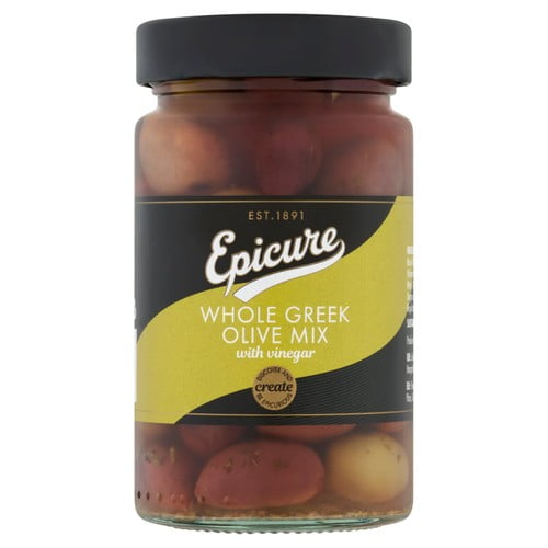 Epicure Whole Greek Mixed Olives 300g, British Import (Pack of 3)