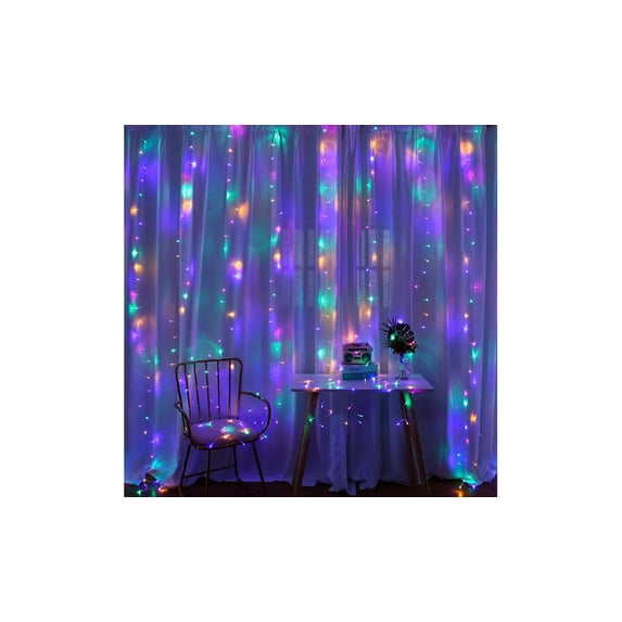 Epidgadget Window Curtain String Lights, 300 LED USB Powered Copper Wire String Light with Remote Control for Wedding Party Home Garden Bedroom Christmas Wall Decorations (Multi Color)