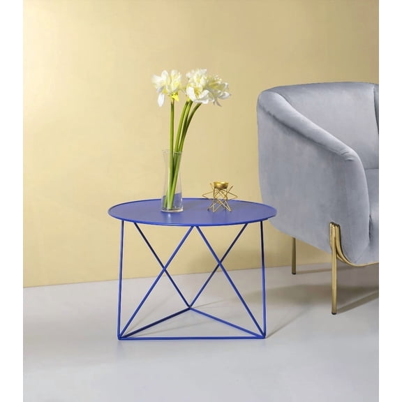 Epidia Accent Table in Blue Color with Display & Utility Functions