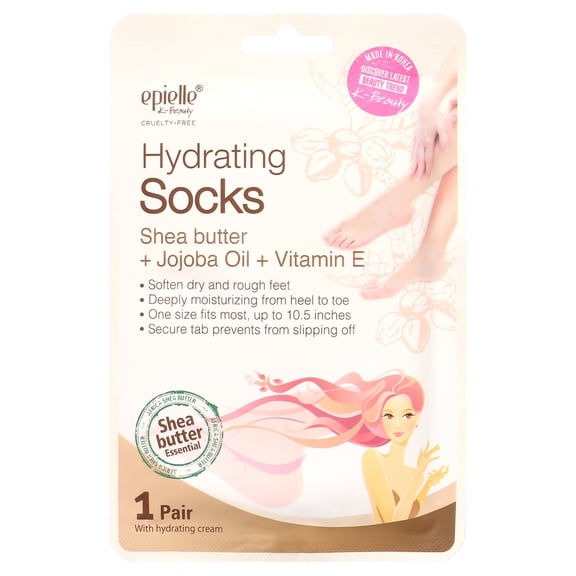 Epielle Hydrating Foot Masks (Socks 6pk) for foot cracked and dry heel to toe and callus Spa Masks - Shea butter + Jojoba Oil + Vitamin E Moisturize feet & soften cuticles and rough heels