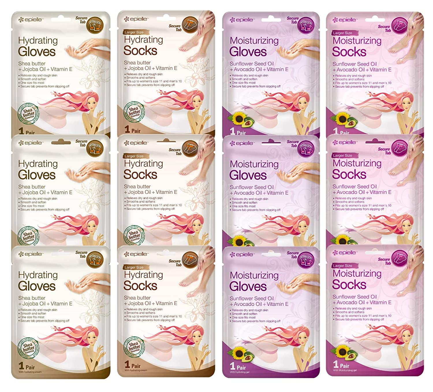 Epielle Hydrating & Moisturizing Gloves & Socks Masks Combo 12pk for