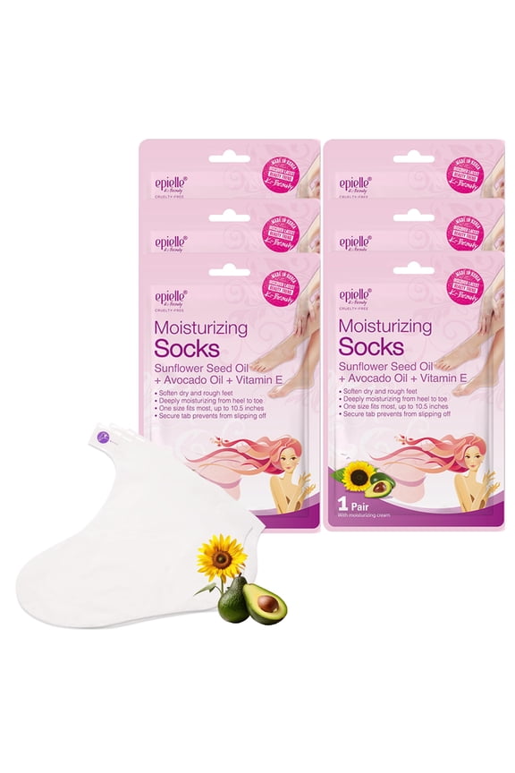 Moisturizing Foot Masks 6 Pairs, Deep Moisturizing Socks for Dry Feet & Cracked Heels, Relieve and Soften with Sunflower Seed Oil & Avocado Oil, Korean Skin Care, Spa Self Care Gifts for Wome