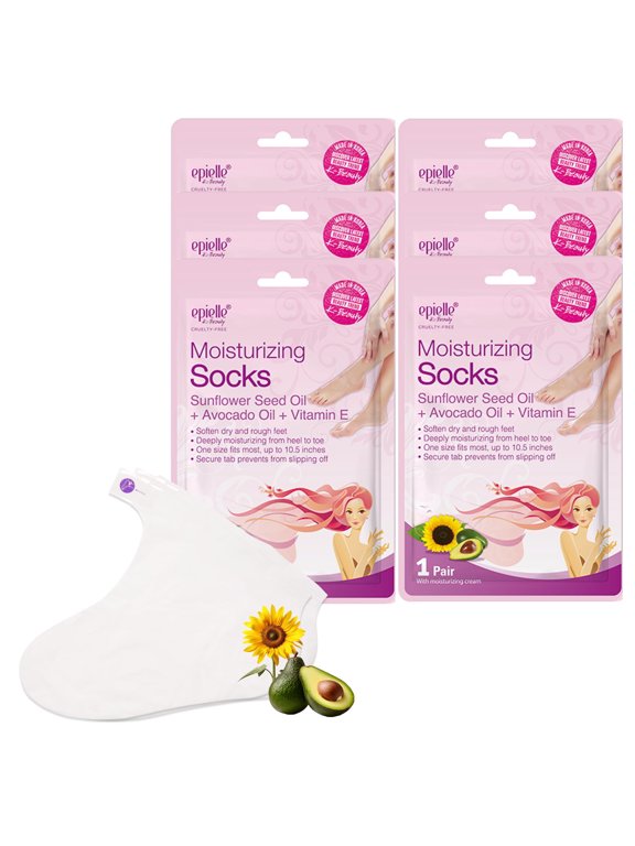 Moisturizing Foot Masks 6 Pairs, Deep Moisturizing Socks for Dry Feet & Cracked Heels, Relieve and Soften with Sunflower Seed Oil & Avocado Oil, Korean Skin Care, Spa Self Care Gifts for Wome